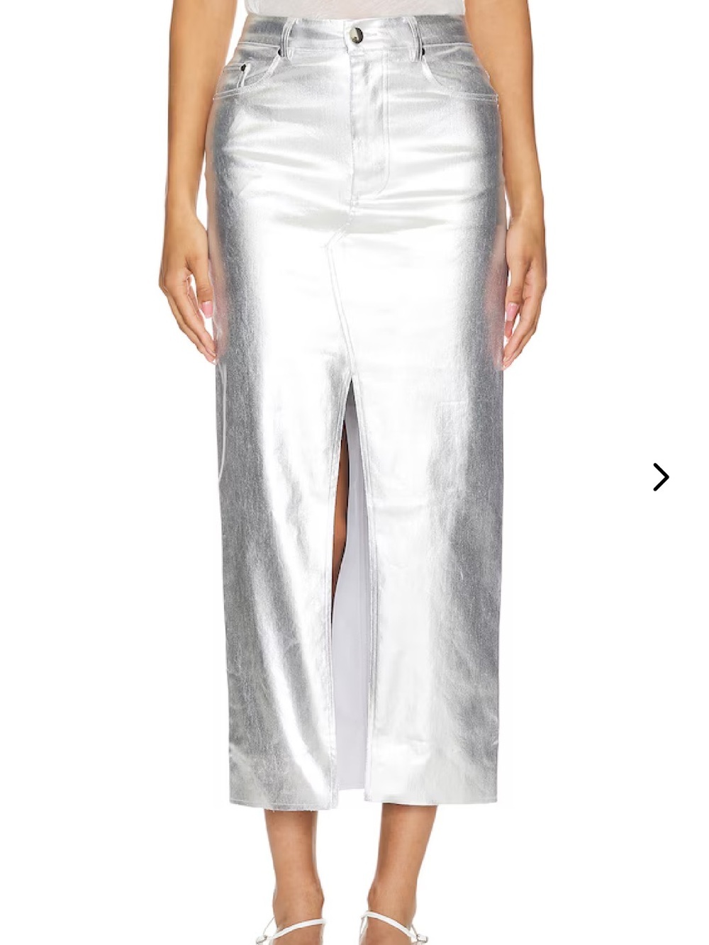 NWT Lovers + Friends Naomi Silver Maxi Skirt Metallic Slit Size Medium